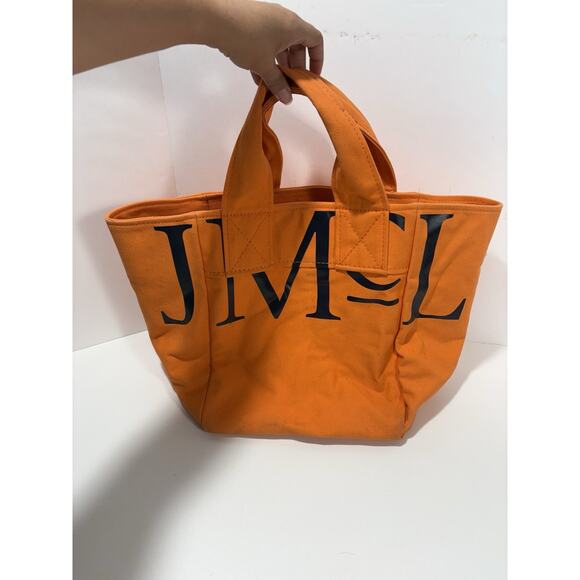 J.McLaughlin Logo Tote Bag Canvas Orange J Mc‎ Laughlin Large Purse RARE - Picture 2 of 10